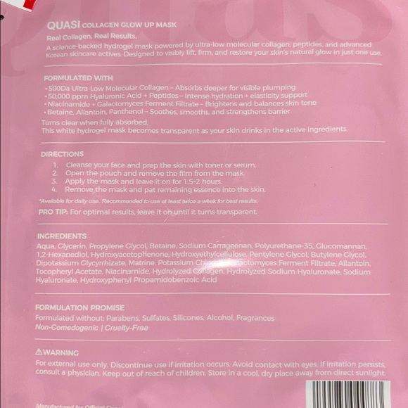 Two Quasi Collagen Glow Masks price firm $20 or one mask FREE w/  $75 purchase - Picture 7 of 9